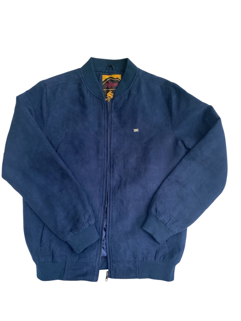 Vintage the roadster life Navy blue Suede-Style Bomber Jacket